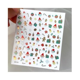 Laser Christmas Nail Sticker Reindeer Snowflake Snowman Stars Gingerbread Dp173 Nail Wraps Art Stickers Manicure Supplies for Women for Home Nails Full Long Lasting Easy Apply and Remove
