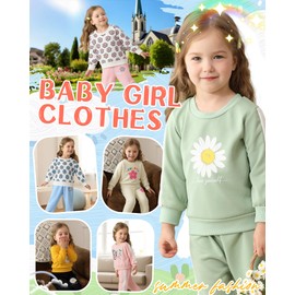 Toddler Girl Outfits Baby Clothes For Little Girls' 2T 3T Kids Clothing Sets Cute Sweatsuit Baby Sweatshirts Jogger Pants 2/3 Year Old Girl Gifts