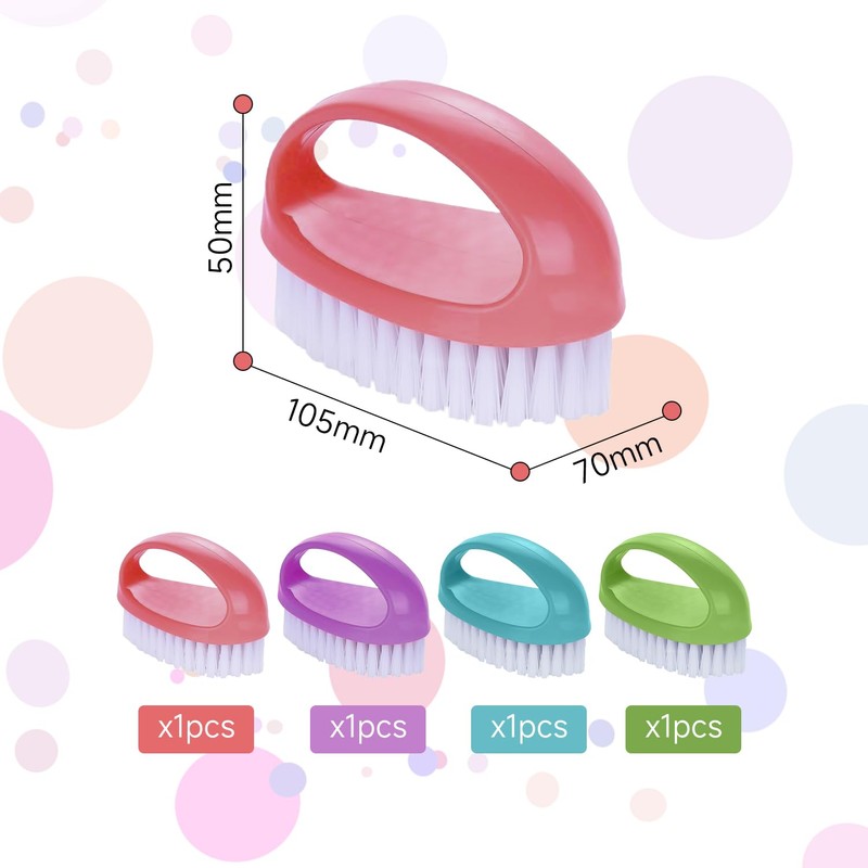 4 Piece Nail Brushes, Handle Cleaning Brush, Cleaning Scrubber, Multifunctional