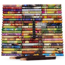 Hem Incense Sticks Variety Pack of 12 Randomly Selected Hexa Fragrances and Incense Stick Holder Bundle Total 240 Sticks