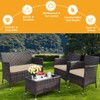 HAPPYGRILL 4-Piece Patio Furniture Set Outdoor Rattan Wicker Conversation Set
