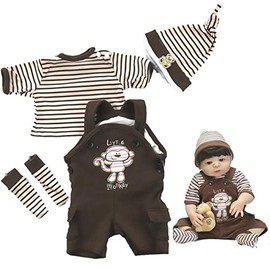 4 pcs Set Reborn Baby Dolls Clothes 22 inch Boy Doll Outfit Sets for 20-22" Reborn Doll Clothes