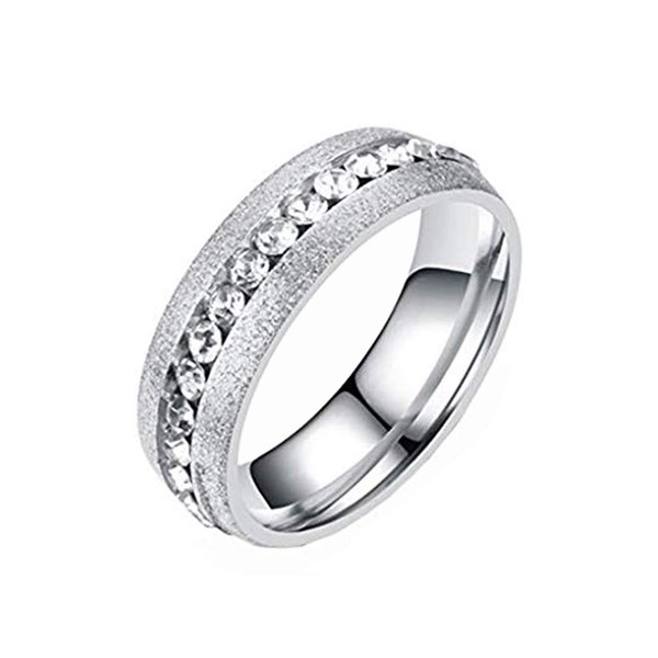 HIJONES Jewellery Womens Stainless Steel Single Row Diamond Ring Size