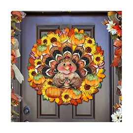 Designocracy Turkey Holiday Door Wreath by J. Mills Price - 8185305-3H-MP