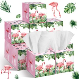 Fourluoo 12 Pack Spring Floral Facial Tissues Flower Cube Face Boxes 600 Sheets 3 Ply Small Square Tissues Bulk for Spring Summer Car Bedroom Supplies(Cute Flamingo)
