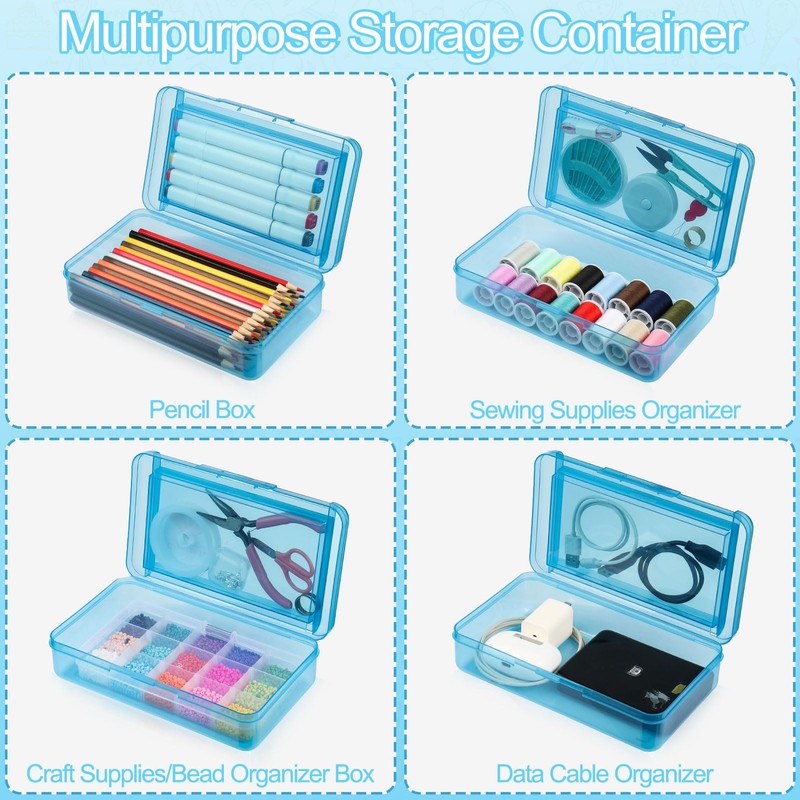 Pencil Box, Double Layer Large Capacity Pencil Case, Translucent Plastic