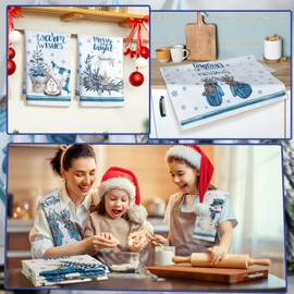 Geyoga 6 Pcs Christmas Kitchen Towels 16 x 24 Inch Absorbent Christmas Dish Hand Towels Xmas Truck Snowman Reindeer Tea Dishcloths for Winter Holiday Bathroom Decor Housewarming Gifts(Fresh Colors)