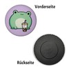 Frog with Bubble Tea Magnet Round Kawaii Chibi Frog with