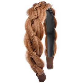 GLEDOLA Wide Braided Headband with Teeth Synthetic Hair Plaited Headband High Elasticity Braids Hair Band Hairpiece for Girls Women (Strawberry Blonde, Wide)