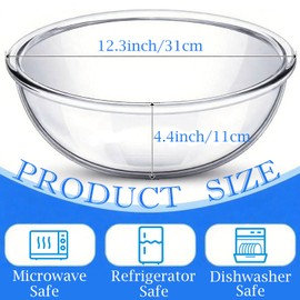 Yuixoseu 6.5 Quart Large Glass Mixing Bowls, Clear Glass Salad Bowls for Cooking, Salad Mixing, Fruit Bread Storage, Dishwasher, Microwave and Freezer