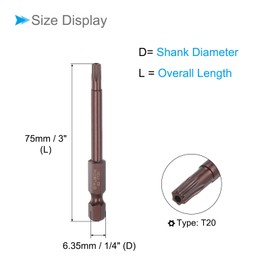CoCud Magnetic Torx Screwdriver Bit, T20 3" Length 1/4" Hex Shank, S2 Steel Star 6 Point Drill Driver Tamper Proof - (Applications: for Auto Repair), 10-Pieces