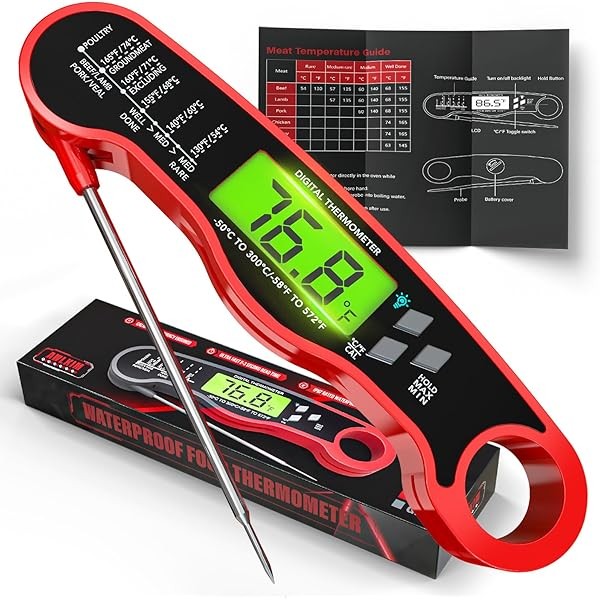 Instant Read Meat Thermometer for Grill and Cooking, Waterproof Fast