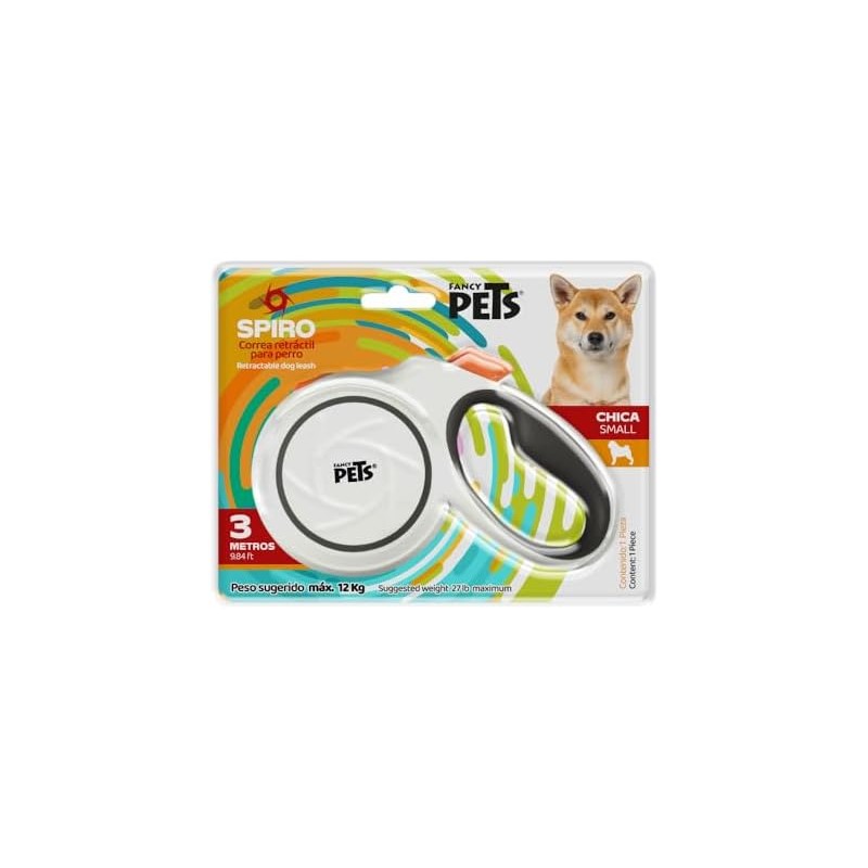 Fancy Pets Correa Retráctil para Perros Spiro Color Blanca Tamaño