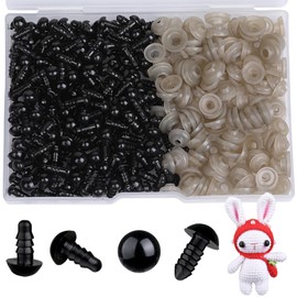 L-LWEIK 320pcs 10mm Safety Eyes for Amigurumi Black Plastic Crochet Eyes for Animals with Washers Craft Doll Eyes for Crocheting Stuffed Animal Eyes for DIY Crafts Plush Doll Making Supplies