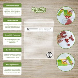 Future Harvest Reusable Freezer Bags and Food Storage Bags for Marinating Meats, Fruits and Veggies - Triple Seal Zipper Airtight Small Sandwich Bags, Resealable, Odor Proof, and Washable, 25 Units