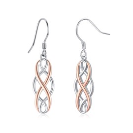 Infinity Earrings 925 Sterling Silver Infinity Celtic Hanging Earrings for Women Girls Mother, Jewellery for Women, Silver, No