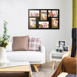 MONT PLEASANT 4x6 Collage Picture Frame Family Photos Display - 6 Openings Collage Picture Frame for Wall for Tabletop Stand Black Picture Frames Set for Home Decor Family Gifts