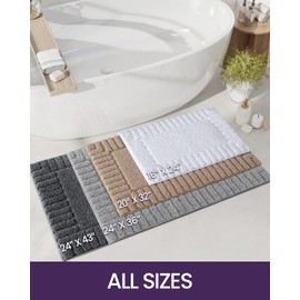 DEXI Bathroom Rugs 16"x24", Non Slip Bath Mats for Bathroom Floor, Ultra Soft and Absorbent Bath Rug Shower Carpet, Machine Washable, Dark Grey