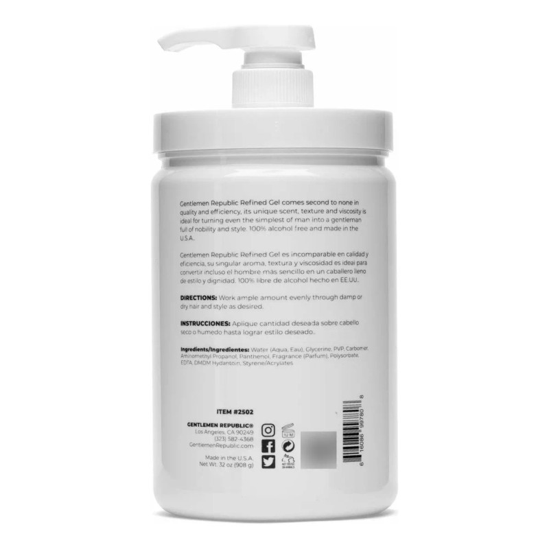 Gentlemen Republic Gel Refinado 32oz Con Bomba