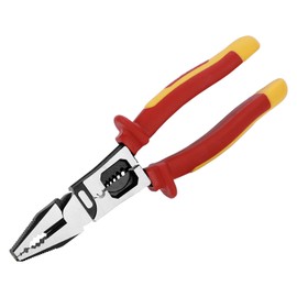 9 Inch 1000V Insulated Linesman Pliers, Multipurpose Insulated Combination Pliers with Wire Crimper/Stripper/Cutter Function, Heavy Duty Eccentric Pliers for Screwing, Crimping, Stripping, Shearing