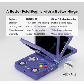 RG34XXSP, Retro Gaming Console – Flip Design, 3.4'' IPS Screen, 64G TF Card, Portable Handheld Style(Indigo 64G)