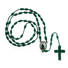 Our Lady of Guadalupe St Jude Green Twine Braided Knotted Medal Rosary Necklace Scapular Virgen de Guadalupe San Judas Rosario Escapulario Catholic Gift
