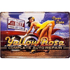 Antique Metal Plate Small [Yellow Rose] Z123 Tin Sign texin Sign American Vintage Iron Plate pinnappuga-ru Sign Board American goods American goods interior 世田谷 Base Garage Goods