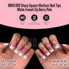 NOVO OVO Medium Sharp Square White French Tip Nail Tips