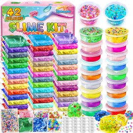 42 Pack DIY Slime Kit, Slime Making Kit for Girls 3-12, Crystal Premade Slime with Add-ins, Foam Balls, Glitters, Party Favors Gift Toys for Kids