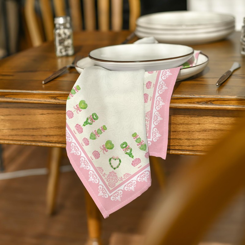 Horaldaily Valentine Cloth Napkins 18 x 18 Inch, Pink White