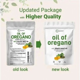 100% Pure 2 in 1 Oil of Oregano & Black Seed Softgels Count with Carvacrol,Immu