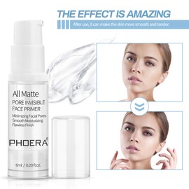 PHOERA Primer Face Foundation Primers,Face Primer for Makeup Long Lasting Hydrating Smoothing Isolated Moisturizing Oil Free Effect Make Up Base Matte Makeup Primer (6ml) Clear