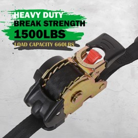 MOTO4U Retractable Ratchet Straps,1" x 10' Self Ratcheting Ratchet Tie Down Straps with Soft Loops &Storage Bag,Heavy Duty Upgrade S-Hook 660LBS for Motorcycle Kayak ATVs Boats(2PCS)