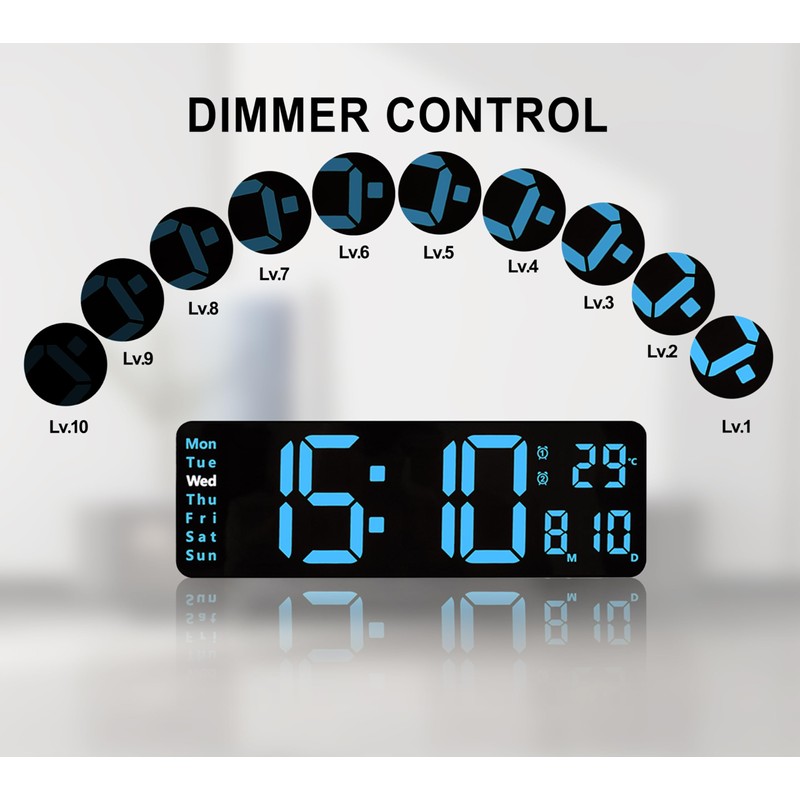 Digital Clock, 13" Large Display LED Wall Clock for Living