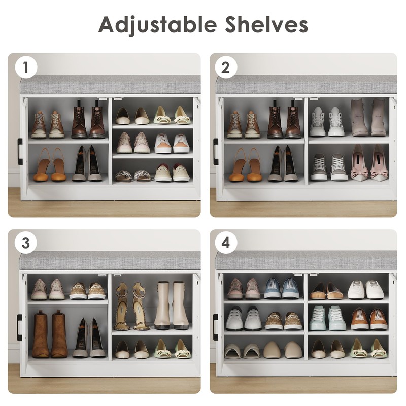 Suuiwau 3-Tier Shoe Storage Bench with Adjustable Shelf, Large Capacity