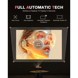 【360°Adjustable Stand & Auto Focus/Keystone】Mini Projector with WiFi and Bluetooth, Native 1080P Portable Outdoor Movie Projector, VOPLLS Home Projector 4K Support for HDMI/USB/AV/Phone/Laptop