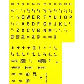 Viziflex Seels,Large Print Labels for Notebook Keyboard Black on Yellow Labels