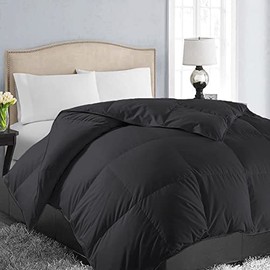 EASELAND All Season Twin Size Soft Quilted Down Alternative Comforter Reversible Duvet Insert with Corner Tabs,Winter Summer Warm Fluffy,Black,64x88 inches