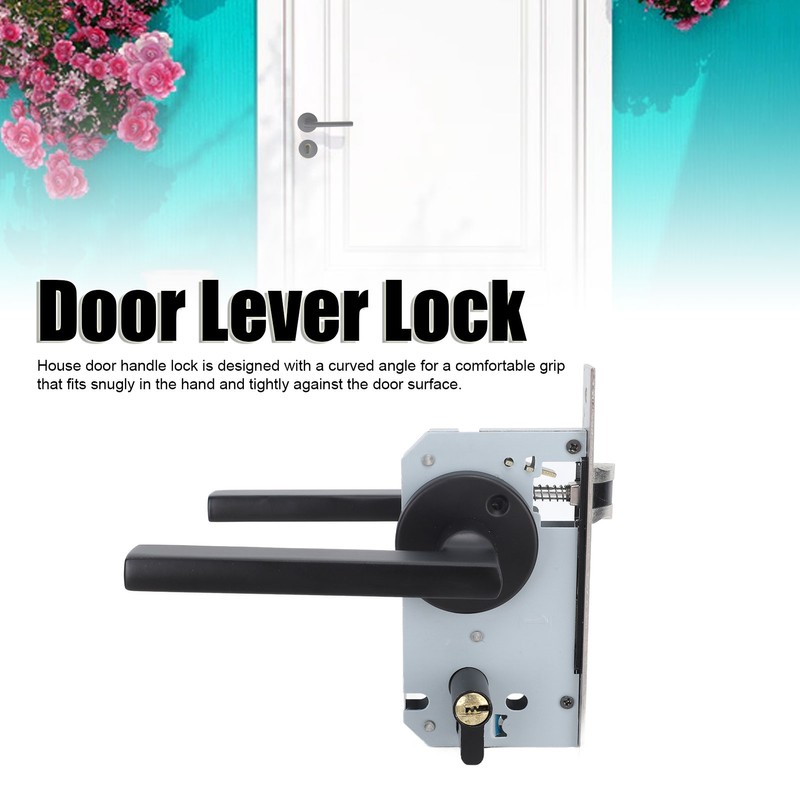 House Door Handle Lock Aluminum Black Antioxidant Coating Shock Resistance