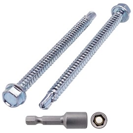 SKIR'CO (Pack of 60) DIN 7504K Galvanised Steel 5.5 x 80mm Screws Self Drilling Tapping Screw Hex Head