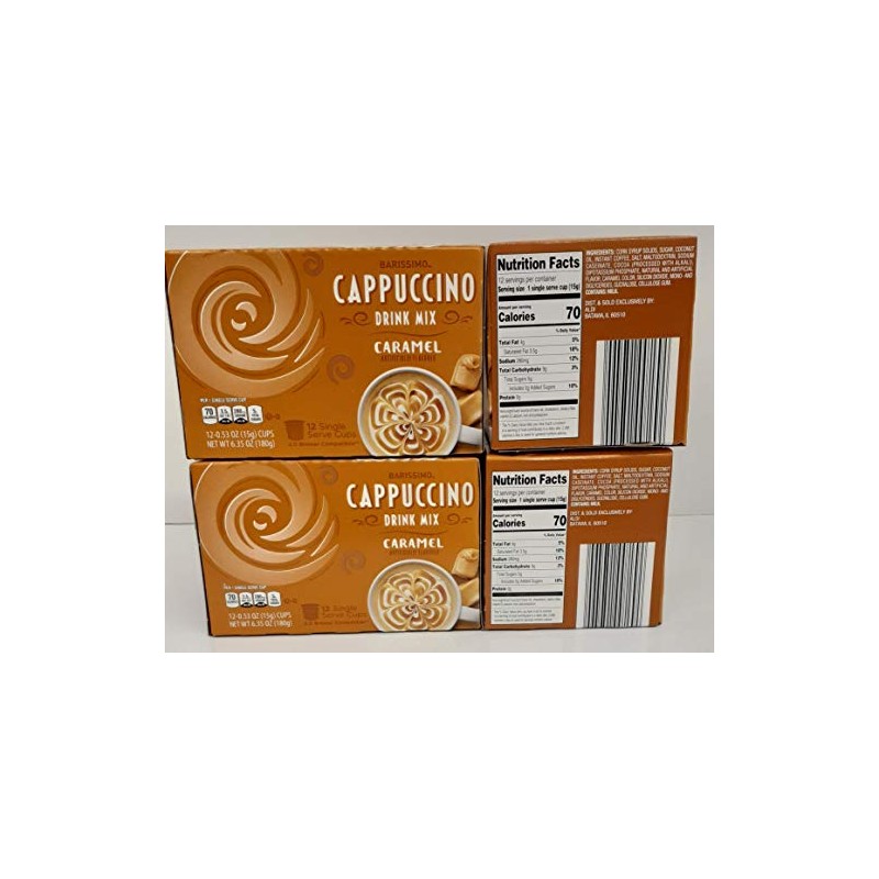 Barissimo Caramel Cappuccino Coffee Drink Mix K-Cup Compatible 4 boxes