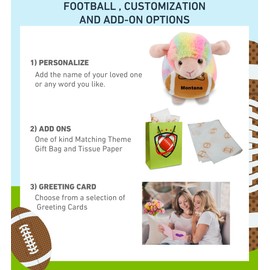 DolliBu Rainbow Sheep Stuffed Animal with Football Plush - Huggable Playtime Plush Toy, Cute Farm Life Gift, Plush Doll Animal Toy for Kids and Adults with Name Personalization - 7 Inches