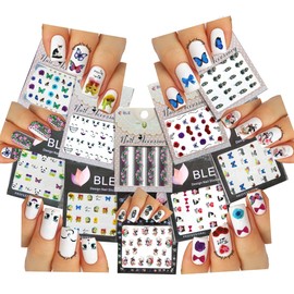Fun Nail Art Water Tattoo Stickers Decals Animals, Pets, Flowers, Butterflies, Feather, Geisha, etc / 10 -Pack