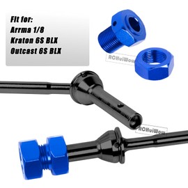 RCHuiWow RC Driveshafts Axle CVD Upgrades Part for 1/8 Arrma Kraton 6S BLX,Outcast 6S BLX,Notorious 6S BLX,Harden Steel #45 Widen Front Rear Drive Shafts,4PCS,w/Wheel Hex Hub,Navy Blue