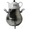Modern Large Classic Iranian Samovar Russian Persian Turkish Tea Maker Water Kettle Heavy Thick Stainless Steel Ceramic Porcelain Teapot 5.5+1=6.5 Liter Faucet W/Handle
