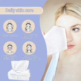 Disposable Face Towel, MSOEUESO 100% Cotton Facial Tissues, Dry Face Cloths, Biodegradable Clean Towels, Makeup Remover Wipes, Ultra Soft for Adults and Baby 200 count, 2pack