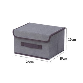 EURXLQ 3 Grey Foldable Storage Boxes with Lid, 26 x 19 x 16 cm, Linen Fabric, Foldable Storage Bin with Flip-Top Lid & Handles, Clothes Blanket Box for Home, Wardrobe