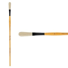 Creative Mark Mimik Paint Brush Professional Artist Synthetic Hog Bristle Long Handled Brush- Extra Long Filbert Size 3