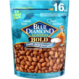 Blue Diamond Almonds Salt N' Vinegar Flavored Snack Nuts, 16 Oz Resealable Bag (Pack of 1)