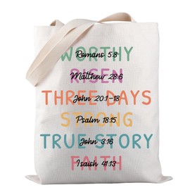 PWHAOO Bible Verse Tote Bag Easter Christian Tote Bag Jesus Tote Bag Religious Inspirational Gift Happy Easter Day Gift, Easter Christian Tote